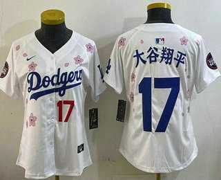 Womens Los Angeles Dodgers #17 Shohei Ohtani White Japanese 2025 Tokyo Series Limited Jersey->mlb womens jerseys->MLB Jersey